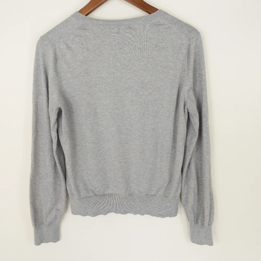 Banana Republic Silk Blend Button Down Cardigan Size Large Petite Gray - Picture 8 of 8